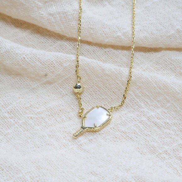 Kendra Scott Pickleball Gold Ivory Mother-of-Pearl Pendant Necklace - Picture 3 of 3